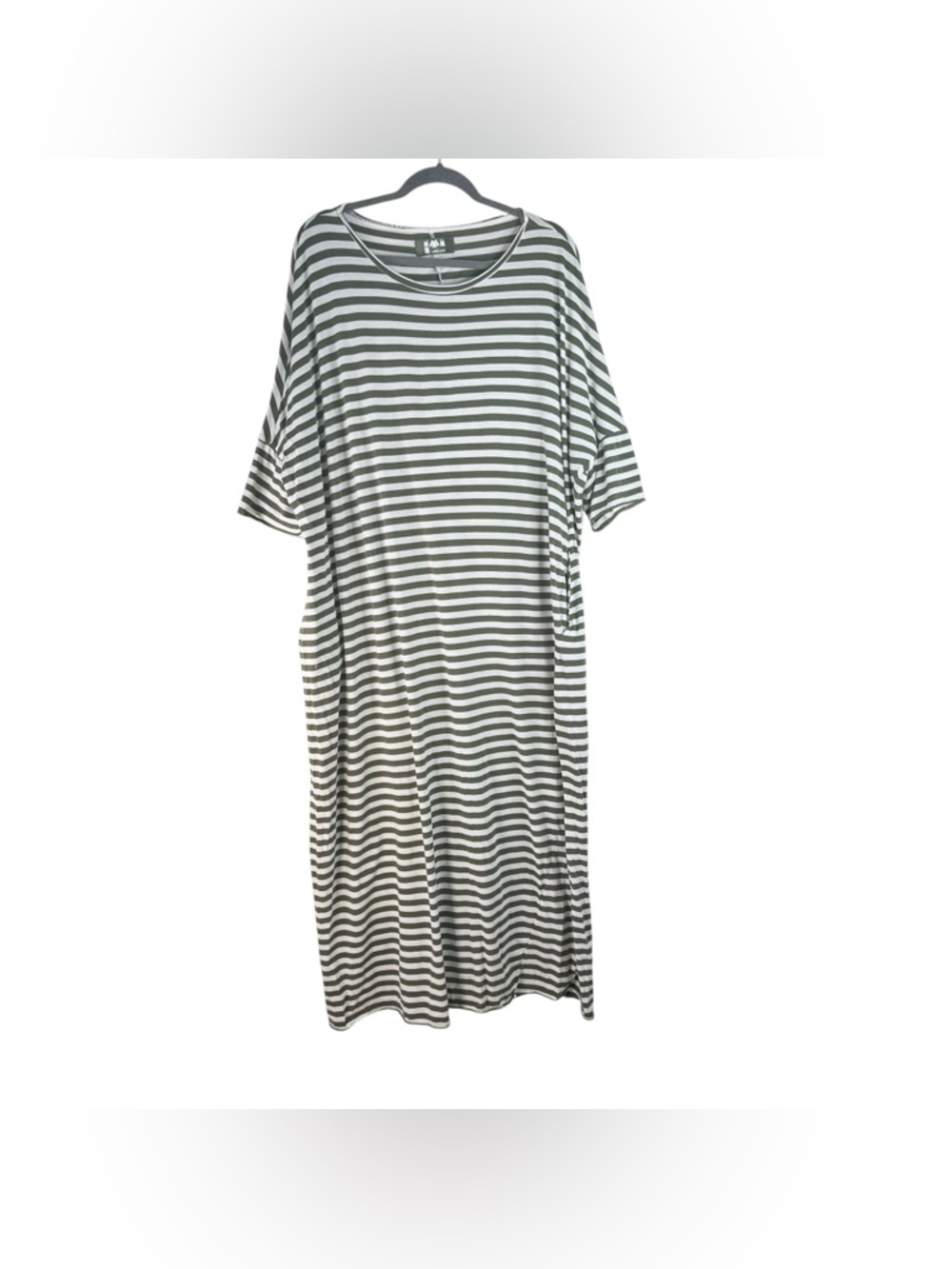 Labo.Art Women Relaxed Striped Midi Dress Cotton Italian Lagenlook Size 2 or M